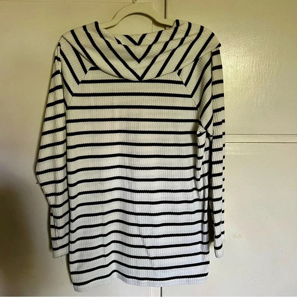 Talbots Raglan Waffle Knit Cowlneck Top‎ Stripes Plus Size 1X - Picture 6 of 9